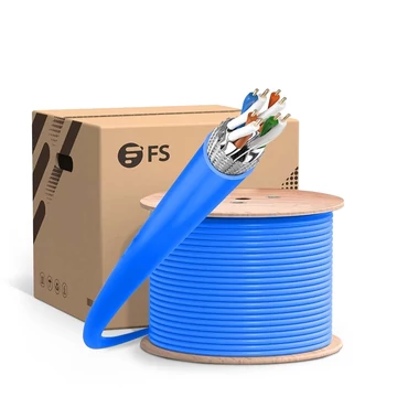 1000ft (305m) Cat6a 23AWG Shielded (S/FTP) PVC CMR Solid Pure Bare Copper orsós ethernet rézhuzalkábel, kék