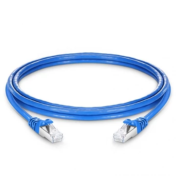 7ft (2.1m) Cat6a 26AWG Snagless Shielded (S/FTP) PVC CM Ethernet Network Patchkábel, kék