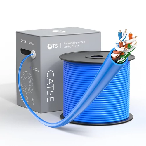 1000ft (305m) Cat5e 24AWG Unshielded (UTP) PVC CMR Solid Pure Bare Copper orsós ethernet rézhuzalkábel, kék