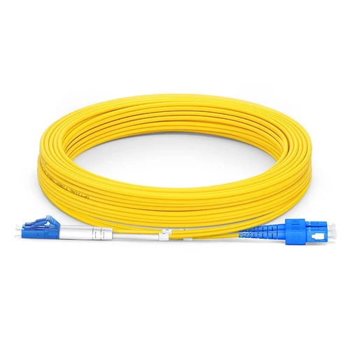 10m (33ft) Fiber Patchkábel, LC UPC to SC UPC, Duplex, 2 Fibers, Single mode (OS2), Riser (OFNR), 2.0mm, Tight-Buffered, sárga