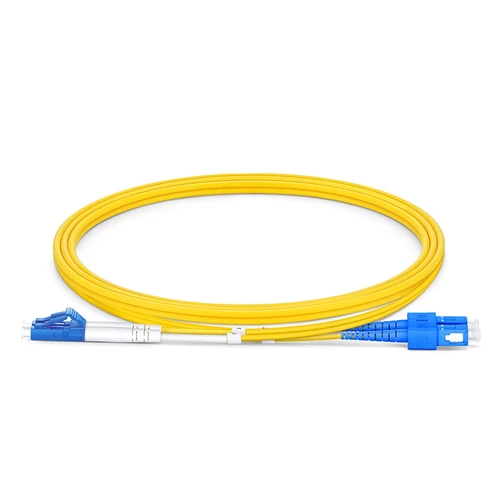 1m (3ft) Fiber Patchkábel, LC UPC to SC UPC, Duplex, 2 Fibers, Single mode (OS2), Riser (OFNR), 2.0mm, Tight-Buffered, sárga