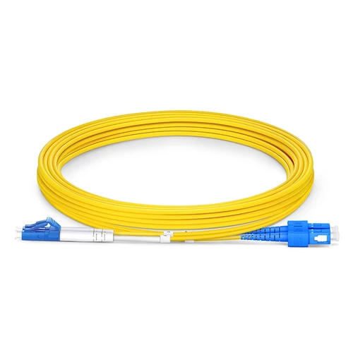 3m (10ft) Fiber Patchkábel, LC UPC to SC UPC, Duplex, 2 Fibers, Single mode (OS2), Riser (OFNR), 2.0mm, Tight-Buffered, sárga